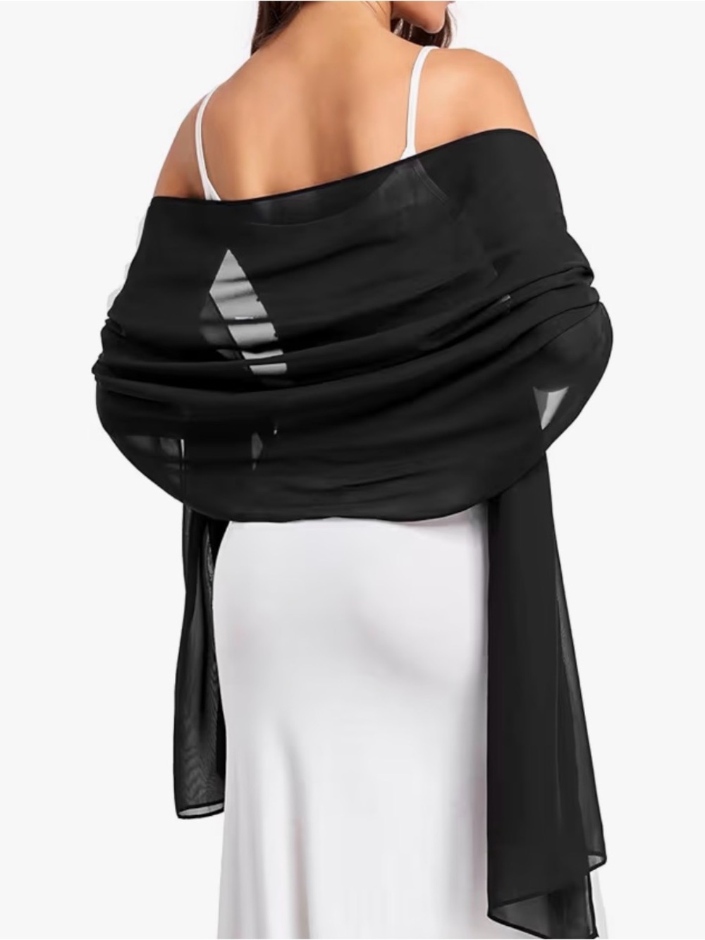 Chiffon Sheer Wrap Shawl in Black